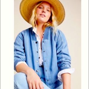 Anthropology light denim bomber style jacket